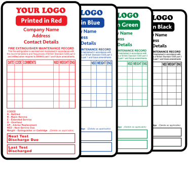 Personalised Large Fire Extinguisher Maintenance Labels - Design 1