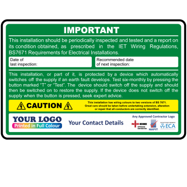 Personalised Colour: Green Periodic Inspection Labels