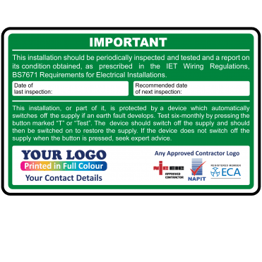 Personalised Colour: Green Periodic Inspection Labels
