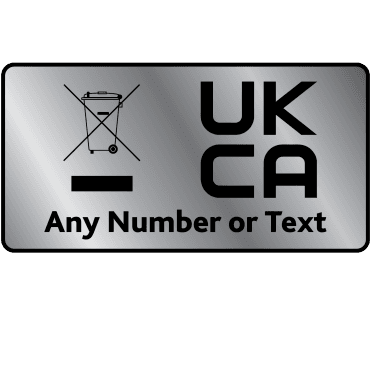 Personalised Silver Standard WEEE & UKCA Labels for UKCA Marking & Electronic Waste Disposal