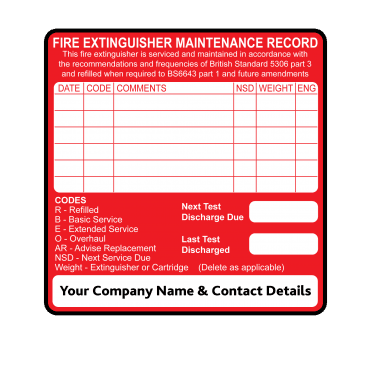 Personalised Small Red Fire Extinguisher Maintenance Labels