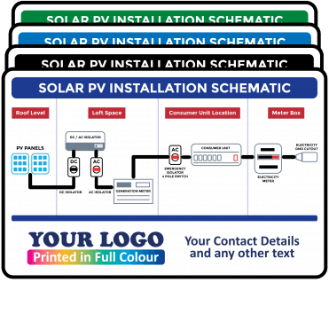 Personalised Solar PV Installation Labels with Schematic Diagram - Design 2