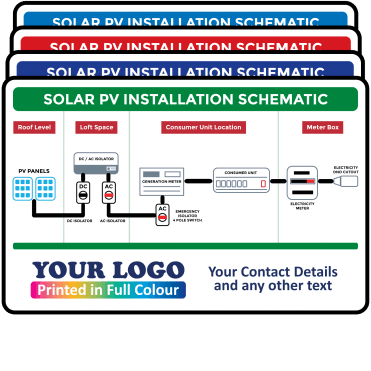 Personalised Solar PV Installation Labels with Schematic Diagram - Design 3