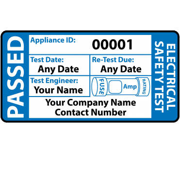 Passed by Colour: Blue Personalised PAT Testing Labels