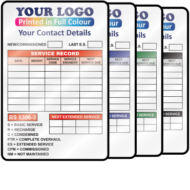 Premium Full Colour Personalised Fire Extinguisher Service Labels - Design 1