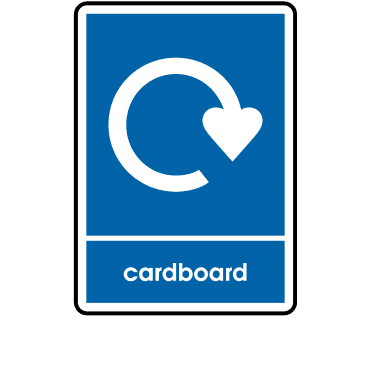 Recycle Cardboard Label in Blue - WRAP Compliant Signs