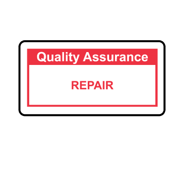 Repair - Quality Assurance Single Colour Labels in Red
