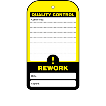Rework Quality Control Tag - Tear Resistant & Waterproof