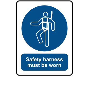 Safety Harness Must Be Worn in this Area - Mandatory Labels