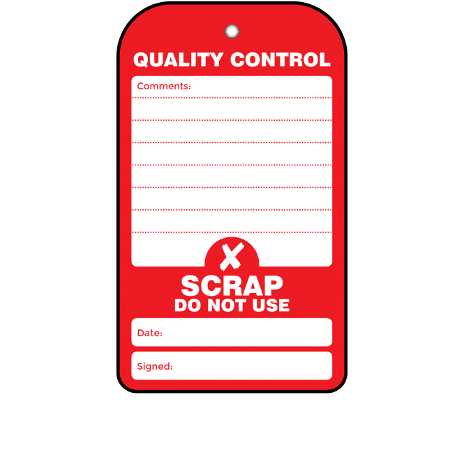 Scrap Do Not Use Quality Control Tag - Tear Resistant & Waterproof
