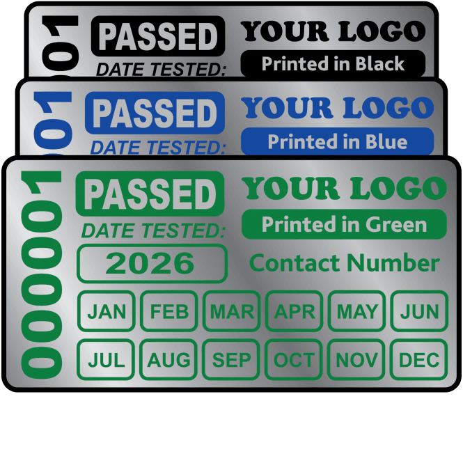 Silver Custom Passed Labels - Design 3. Choice of colours