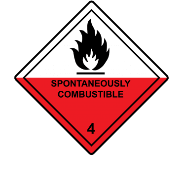 Spontaneously Combustible 4 Labels - Hazard Warning Diamonds