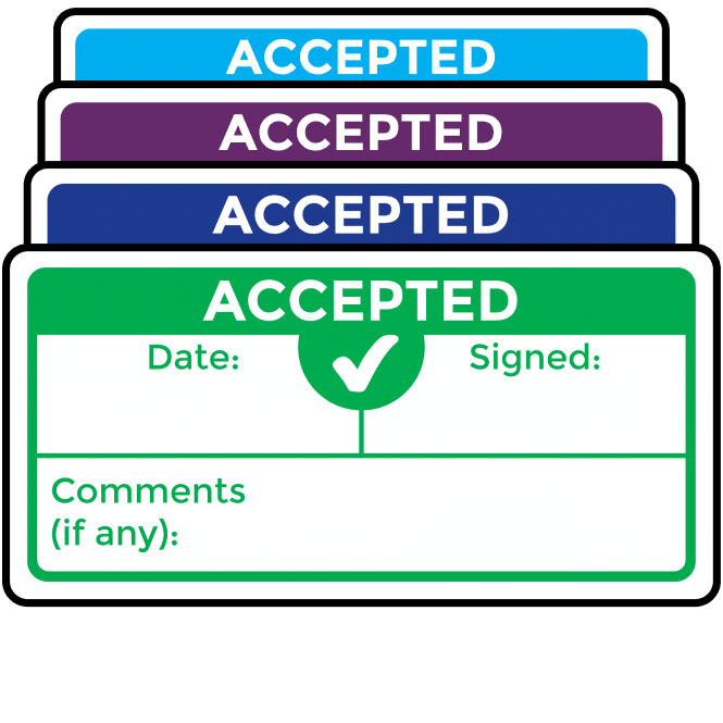 Super Stick Accepted Labels - Choice of Colours