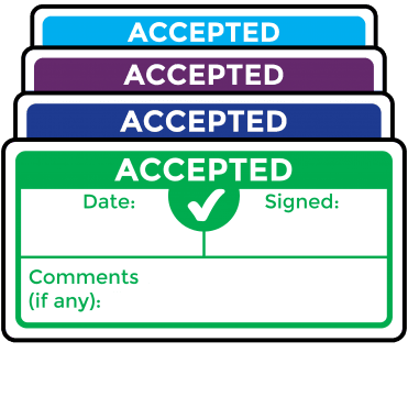 Super Stick Accepted Labels - Choice of Colours