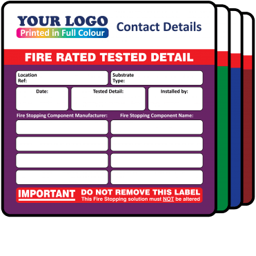 Super Stick Extra Large Fire Rated Tested Detail Labels - 100mm x 100mm