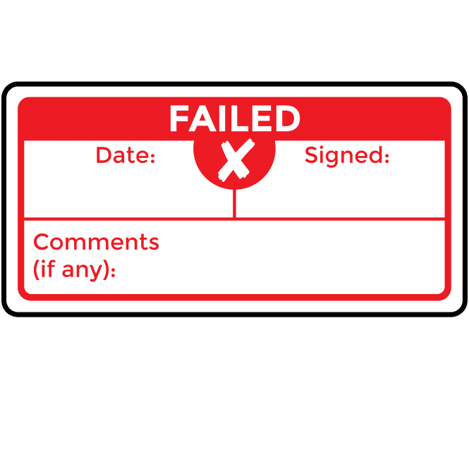 Super Stick Failed Labels in Red