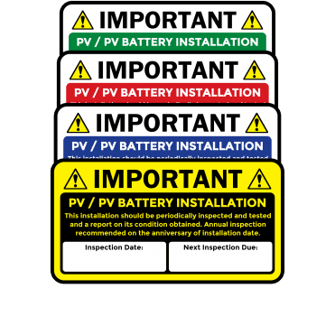 Super Stick Midi PV Battery Installation Labels - Choice of Colours