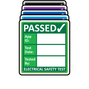 Super Stick PAT Test Labels - Sticks to almost anything! Design 2. Choice of colours