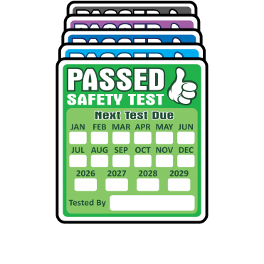 Super Stick PAT Test Labels - Sticks to almost anything! Design 3. Choice of colours