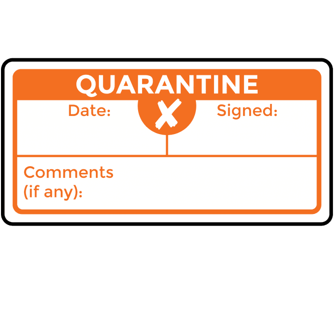 Super Stick Quarantine Labels in Orange