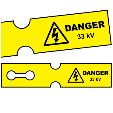 Tuff Tag Danger 3300 Volts - Voltage Labels for Harsh Environments