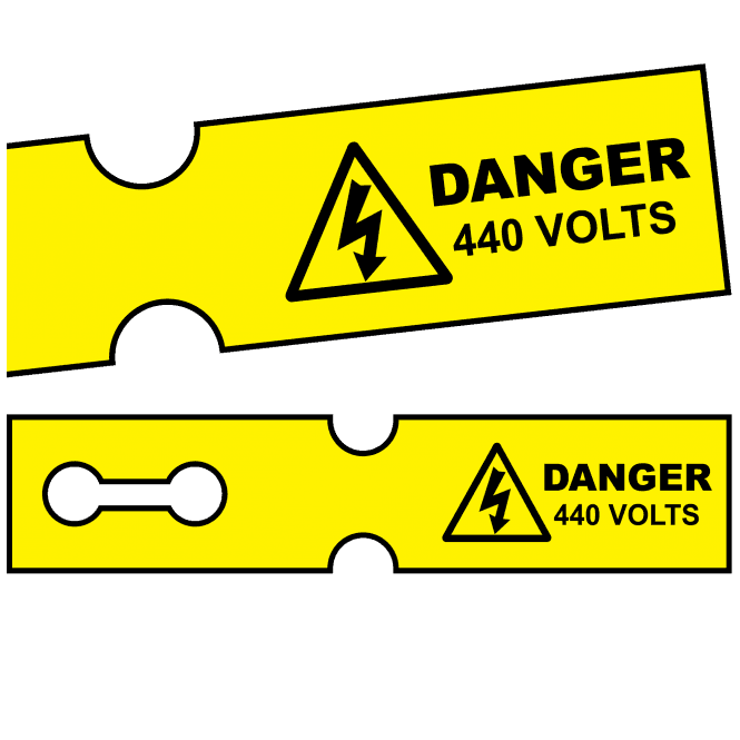 Tuff Tag Danger 440 Volts - Voltage Labels for Harsh Environments