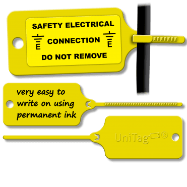 UniTag® Rigid Plastic Self Ties in Yellow, (Labels not included)